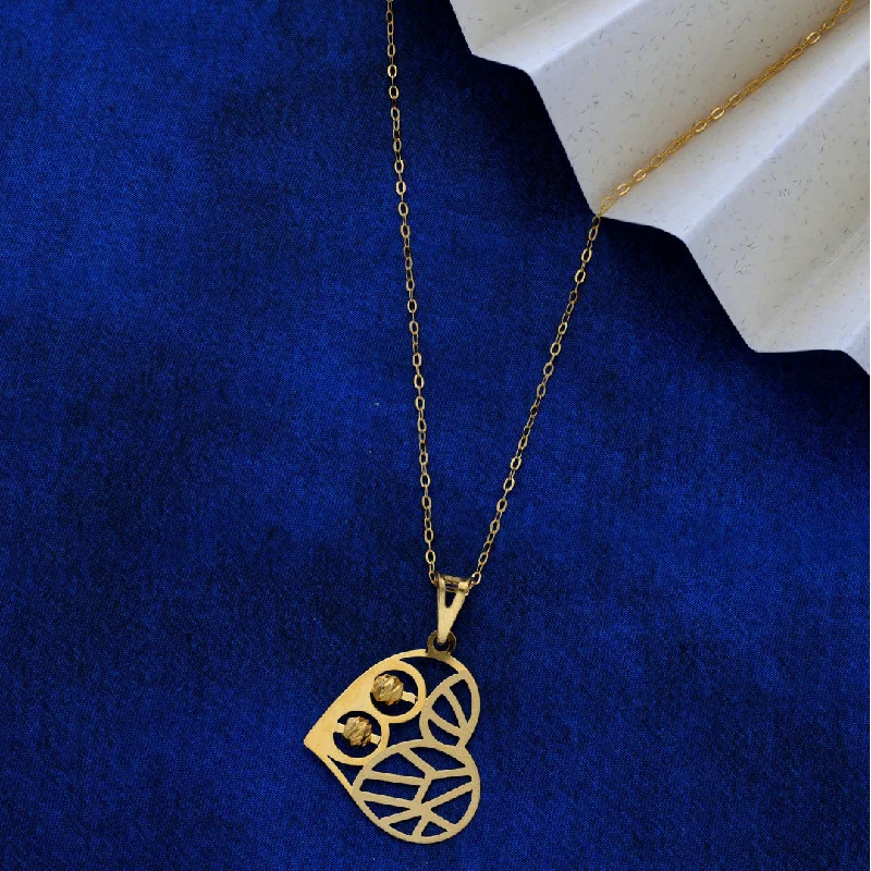 Ladies necklaces grit shine -Gold Necklace (Chain Heart Shaped with Stud Ball Pendant) 21KT - FKJNKL21KM9569