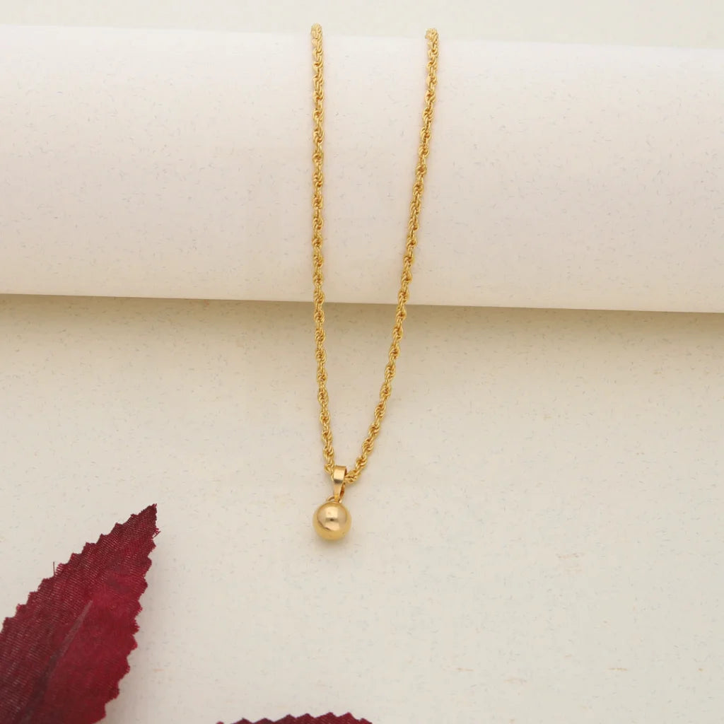 Ladies necklaces beat shine -Gold Necklace (Chain With Gold Pendant) 21KT - FKJNKL21K7576