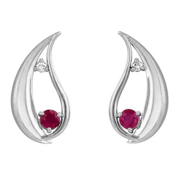 ladies earrings love-Ruby and diamond water drop earrings