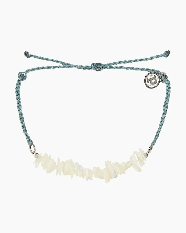 Ladies bracelets bond glow -PuraVida, Silver Mop Chip Bracelet, Smoke Blue