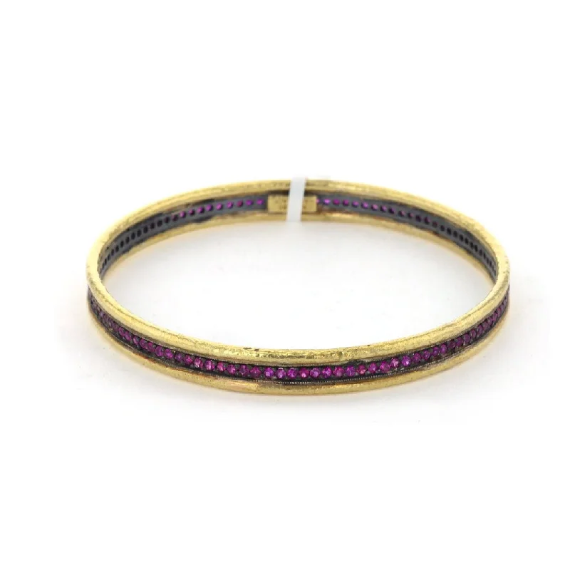 Ladies bracelets single gem radiance -Ruby Silver & 24K Bangle Bracelet