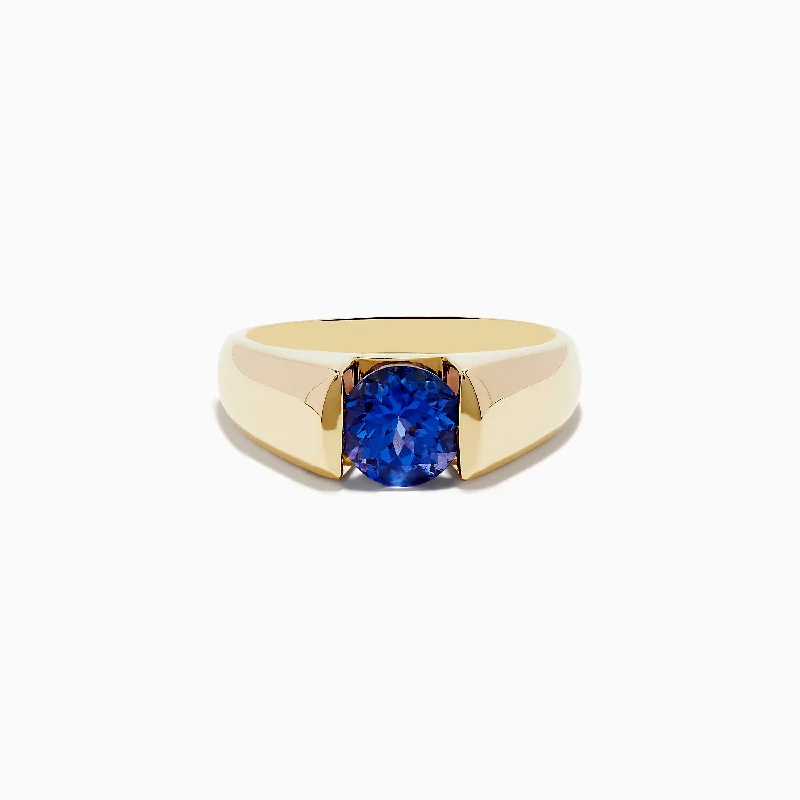 ladies rings wedding-Nahla Siri 14K Yellow Gold Tanzanite Ring