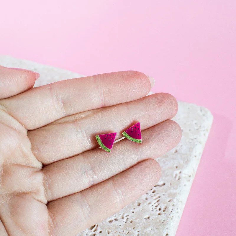 ladies earrings single stone-Watermelon Earrings