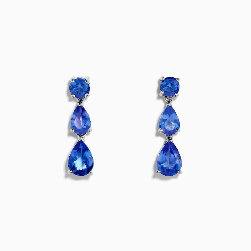 ladies earrings gift box-Nahla Siri 925 Silver Tanzanite Drop Earrings