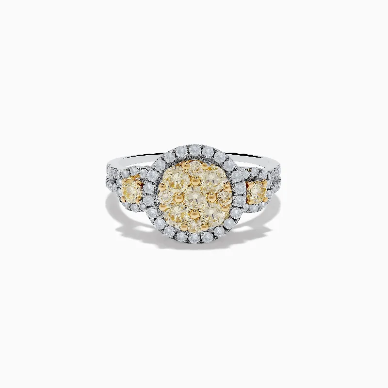 ladies rings casual-Canare 14K Two Tone White and Yellow Diamond Ring