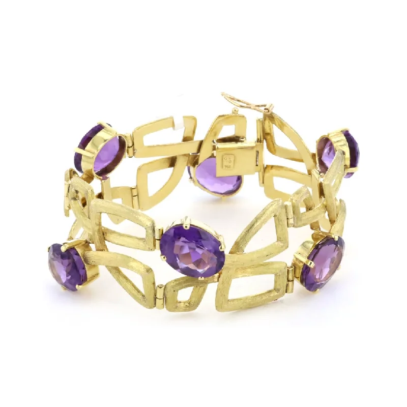 Ladies bracelets frame charm -Amethyst Hinged Bracelet