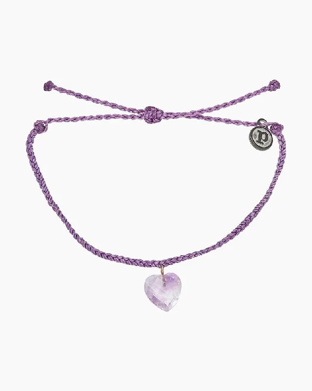 Ladies bracelets bare glow -PuraVida, Stone Heart Charm Bracelet, Light Purple