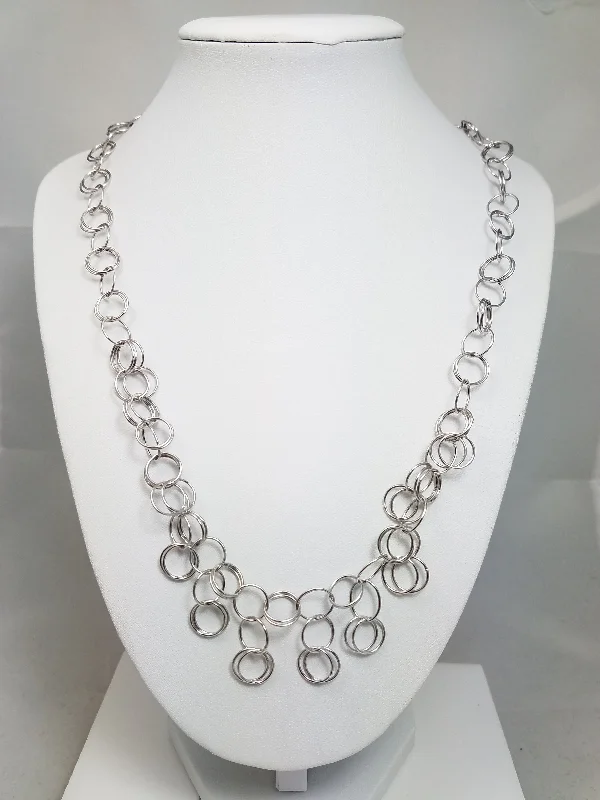 Ladies necklaces infinite radiance -Fancy 20" 14k White Gold Hollow Circle Link Chain Necklace Italy