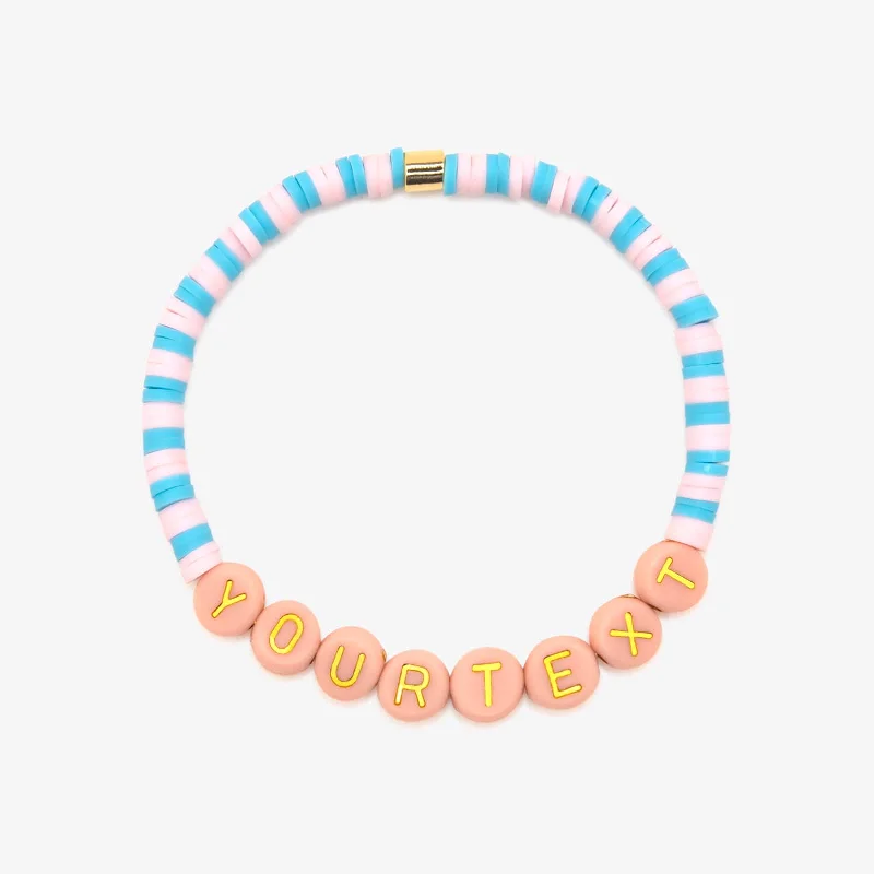 Ladies bracelets cushion charm bracelet -Cotton Candy Vinyl Disc Stretch Bracelet