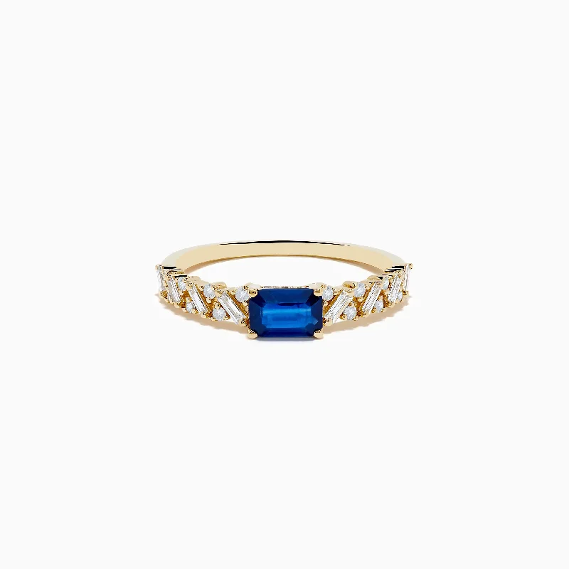 ladies rings brands-14K Yellow Gold Sapphire and Diamond Ring