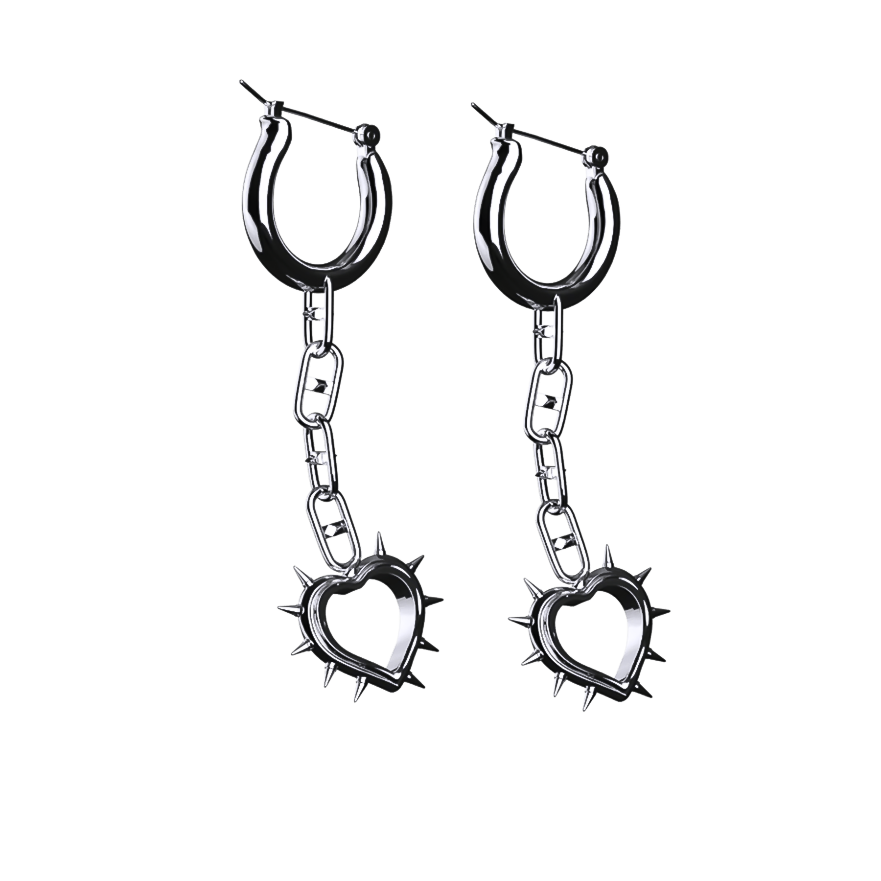 ladies earrings styles-SPIKE HEART EARRING