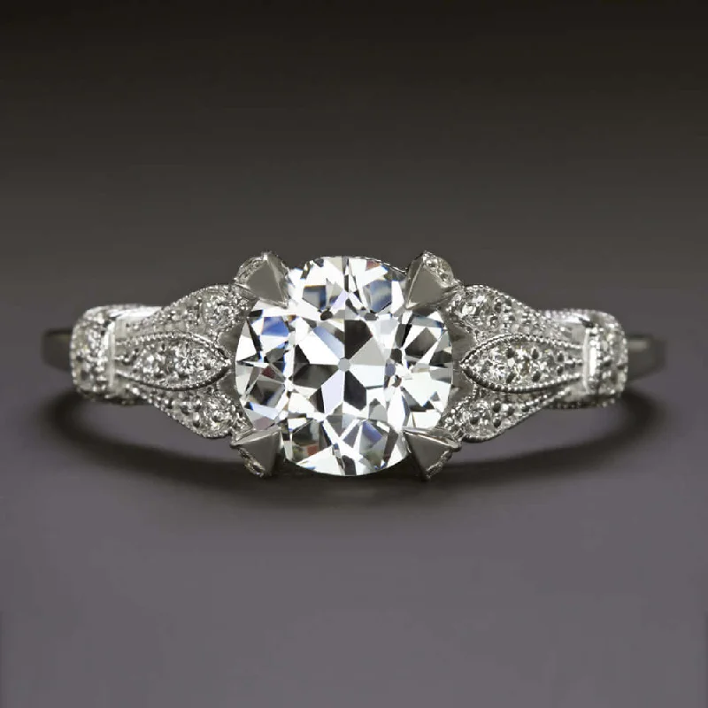 bold engagement rings -1.52ct CERTIED OLD CUT DIAMOND ENGAGEMENT RING VINTAGE INSPIRED WHITE GOLD 1.5ct