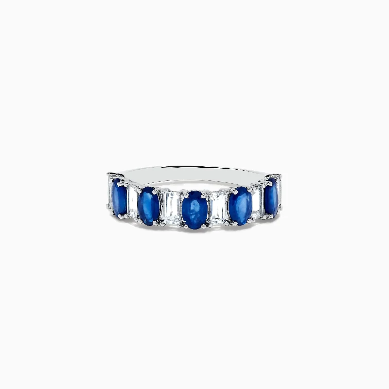 ladies rings cheap-Royale Bleu 14K White Gold Blue and White Sapphire Ring