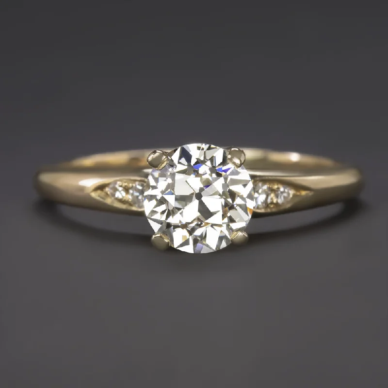 vintage engagement rings -VINTAGE DIAMOND ENGAGEMENT RING OLD EUROPEAN CUT GIA CERTIFIED 1.41c YELLOW GOLD