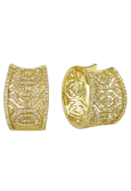 ladies earrings collectible-Moderna D'Oro Yellow Gold Diamond Earrings, .73 TCW