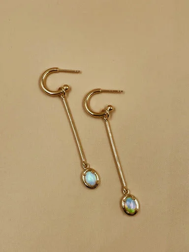 ladies earrings online shop-Nova Opal Bar Charm Earrings