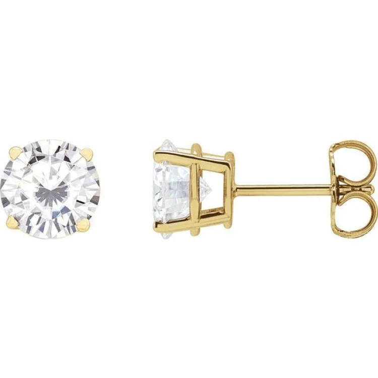 ladies earrings sparkling-14K Yellow 6.5 mm Stuller Lab-Grown Moissanite Stud Earrings