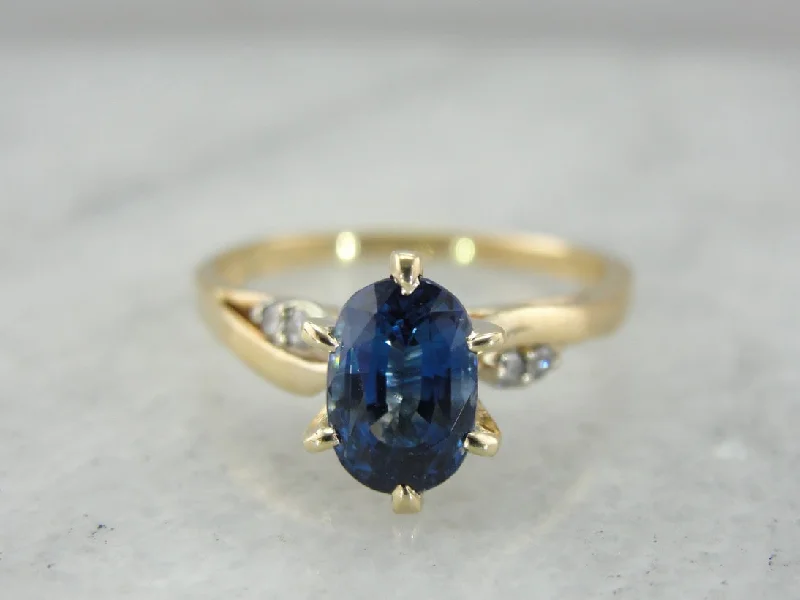 opal engagement rings -Sapphire Engagement Ring with Diamond Accents