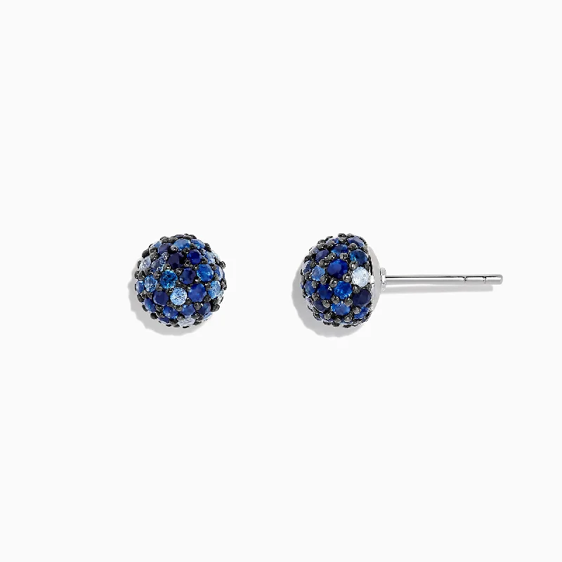 ladies earrings classic-925 Sterling Silver Blue Sapphire Splash Stud Earrings, 2.26 TCW