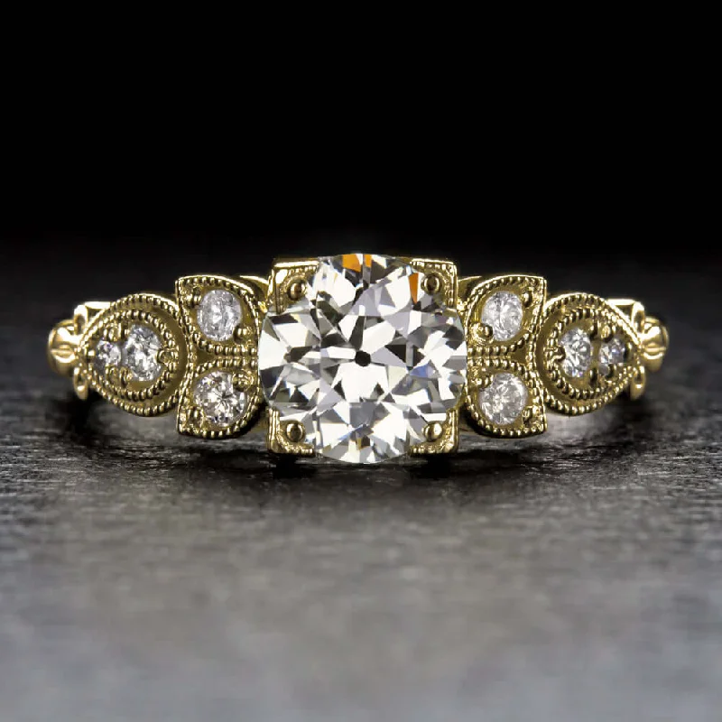 trillion cut engagement rings -1.24ct GIA CERTIFIED OLD EUROPEAN CUT DIAMOND ENGAGEMENT RING VINTAGE INSPIRED