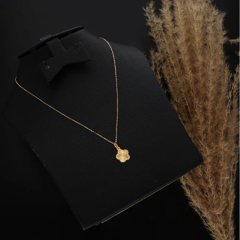 Ladies necklaces gust glow -Gold Necklace (Chain With Flower Shaped Pendant) 21KT - FKJNKL21KM9811