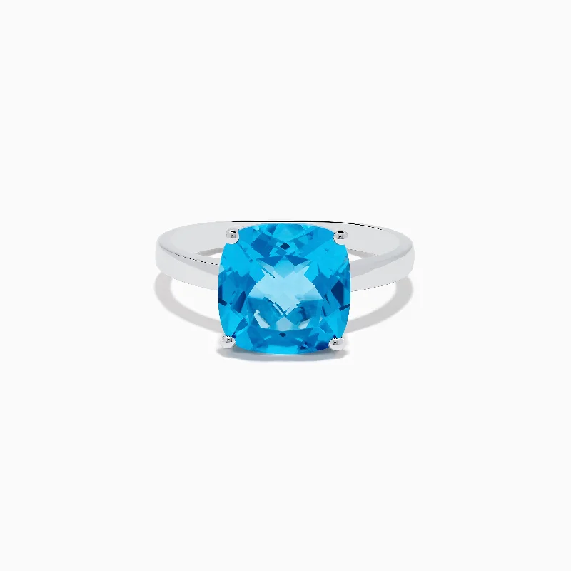 ladies rings understated-Ocean Bleu 14K White Gold Blue Topaz Ring