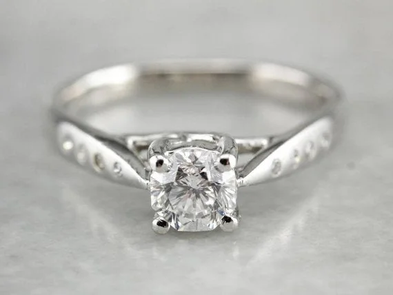 rose gold engagement rings -Gorgeous Diamond Engagement Ring in Platinum