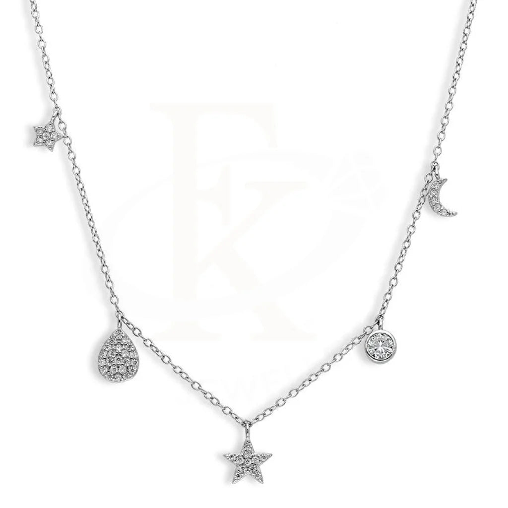 Ladies necklaces sand glow -Sterling Silver 925 Hanging Stars and Pears Necklace - FKJNKLSL2617