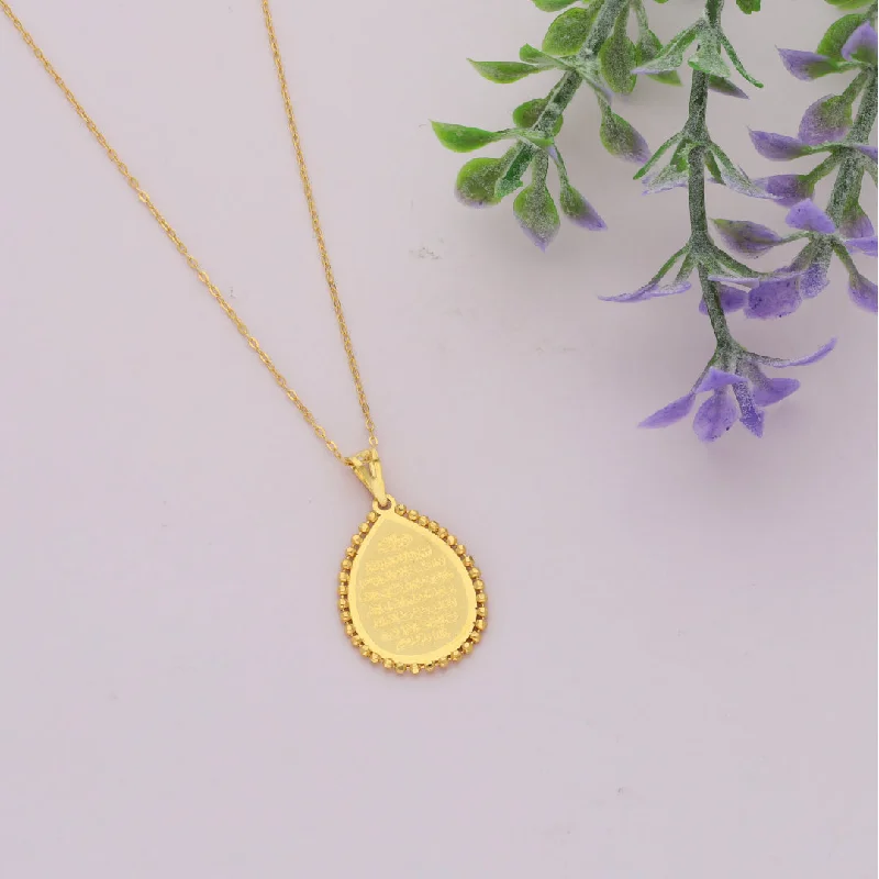 Ladies necklaces aura radiance -Gold Necklace (Chain Ayatul Kursi Pendant) 21KT - FKJNKL21KM9604