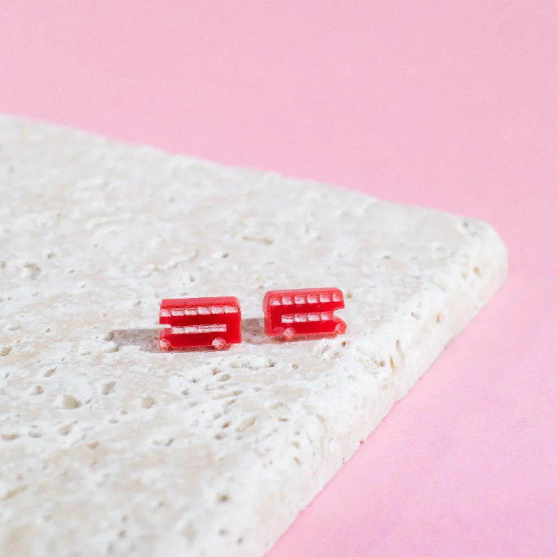 ladies earrings lab grown-London Bus Earrings