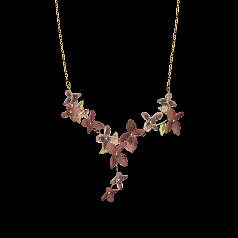 Ladies necklaces topaz glow chain -Pink Hydrangea Necklace