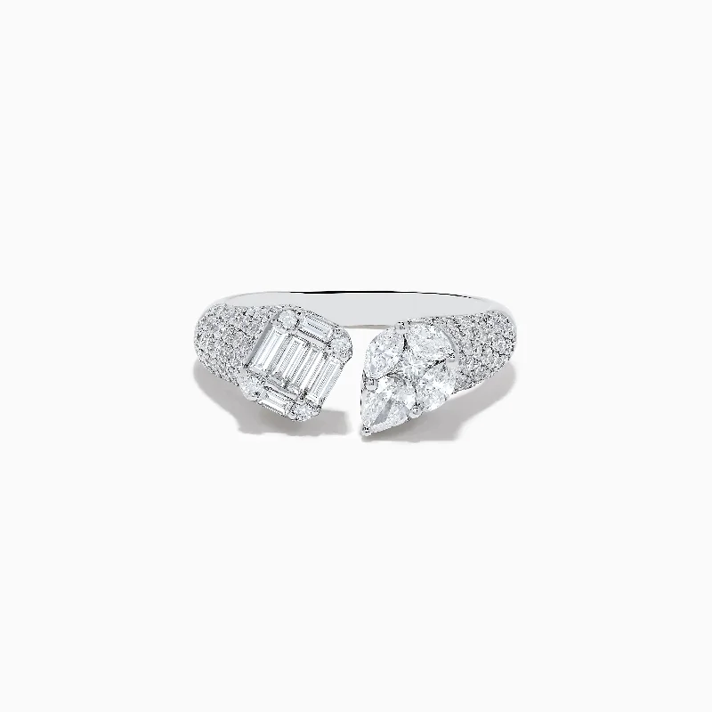 ladies rings friendship-Pave Classica 14k White Gold Toi Et Moi Diamond Ring 1.49 TCW