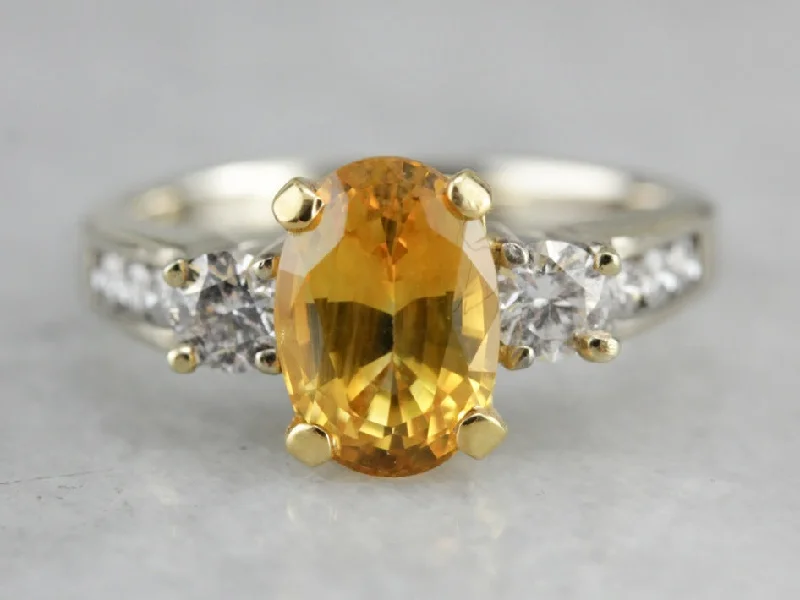 emerald cut engagement rings -Modern Yellow Sapphire Anniversary or Engagement Ring