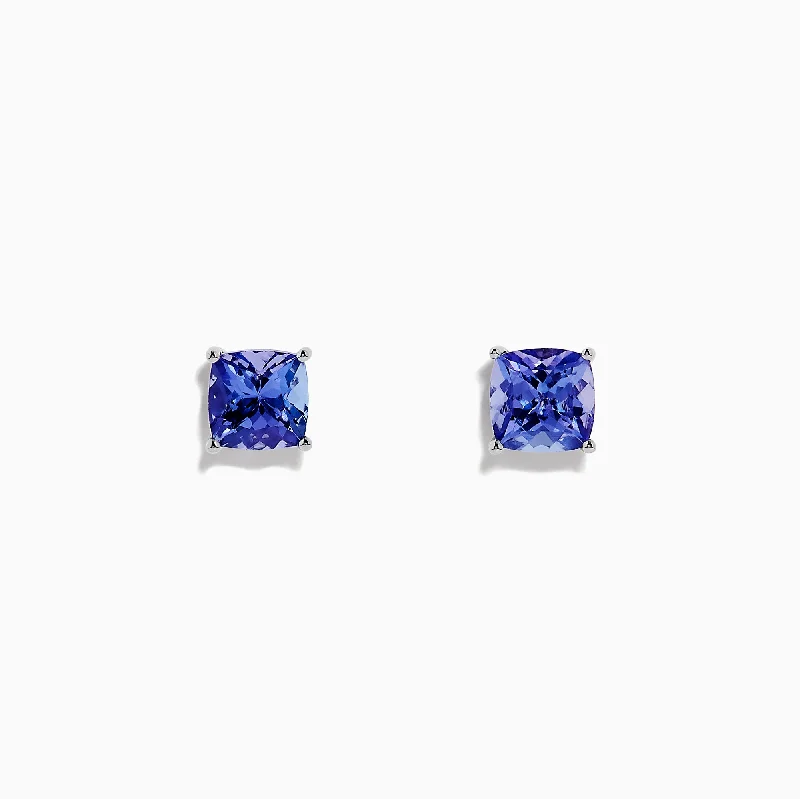 ladies earrings splurge-Nahla Siri Sterling Silver Tanzanite Stud Earrings, 1.90 TCW