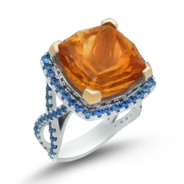 ladies rings holiday-Madiera Citrine and Sapphire Ring