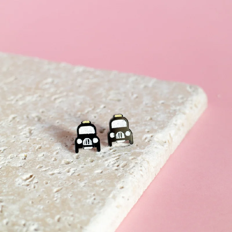 ladies earrings eco friendly-London Taxi Earrings