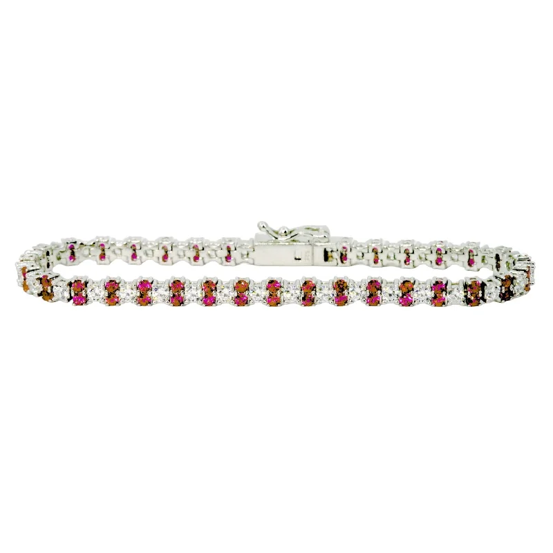 Ladies bracelets raw charm -Ruby Red Tennis Bracelet