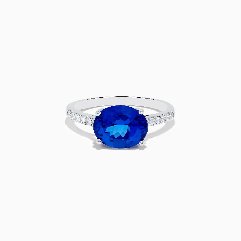 ladies rings investment-Nahla Siri 14K White Gold Tanzanite and Diamond Ring