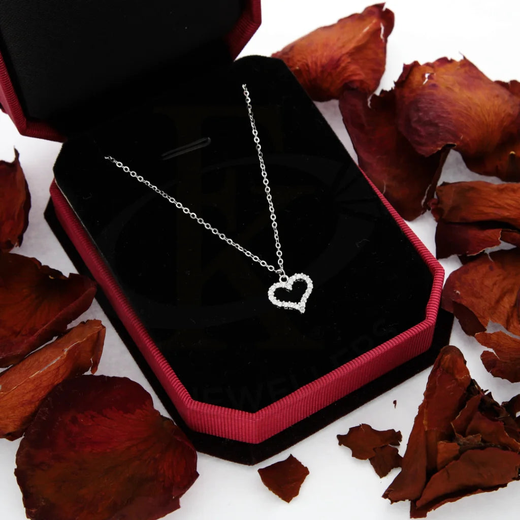 Ladies necklaces wood glow -Sterling Silver 925 Zirconia Floating Heart Necklace - FKJNKLSL8591