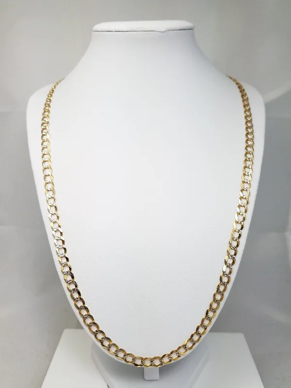 Ladies necklaces free ship glow -14k Two-Tone Gold Diamond Cut Curb Link 6mm/24" Necklace