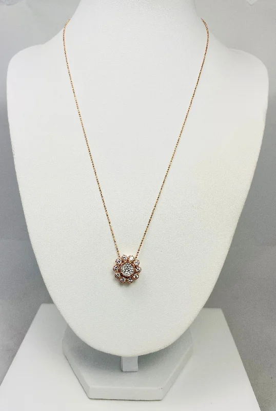 Ladies necklaces flow charm -New! 1ctw Natural Diamond 18" 14k Rose Gold Pendant Necklace