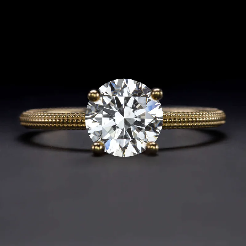 vintage diamond engagement rings -1 CARAT DIAMOND ENGAGEMENT RING GIA CERTIFIED VERY GOOD CUT G SI2 SOLITAIRE GOLD