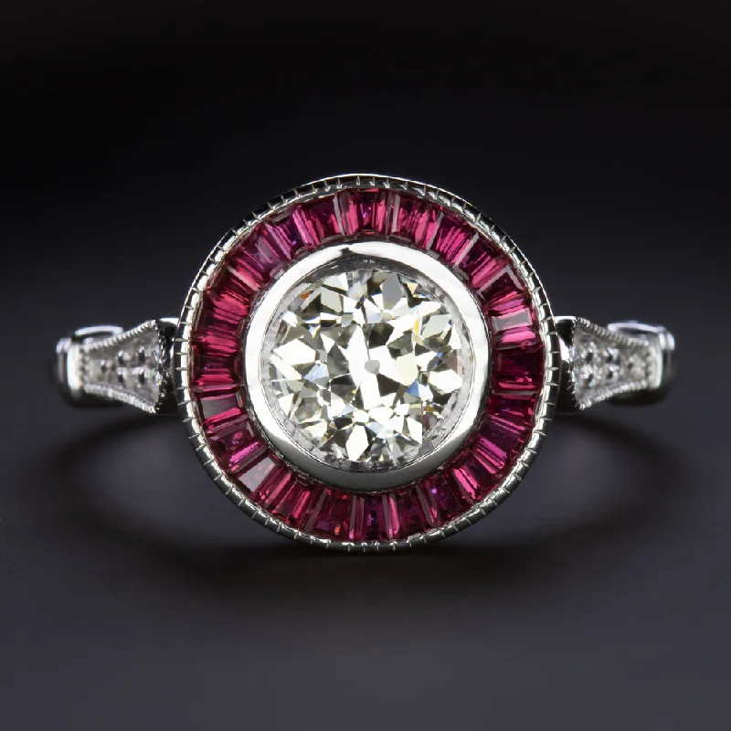 affordable engagement rings -1ct OLD EUROPEAN CUT DIAMOND ENGAGEMENT RING RUBY VINTAGE STYLE ART DECO TARGET