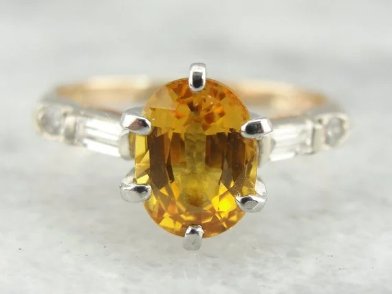 bold engagement rings -Golden Sapphire Diamond Engagement Ring