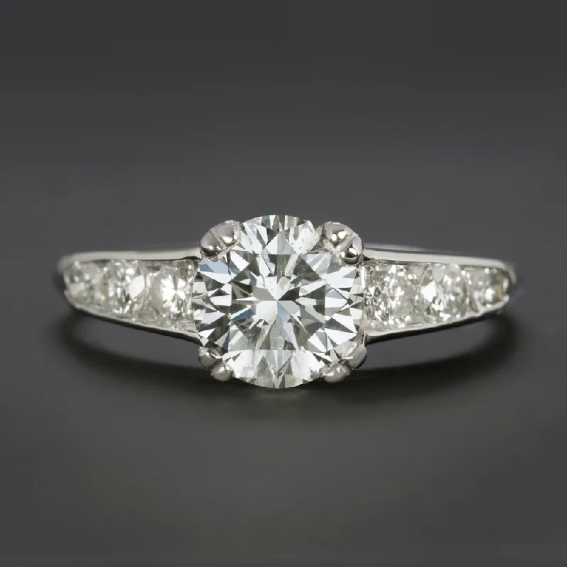 antique engagement rings -1.30ct CERTIFIED DIAMOND ENGAGEMENT RING ROUND BRILLIANT CUT NATURAL CLASSIC