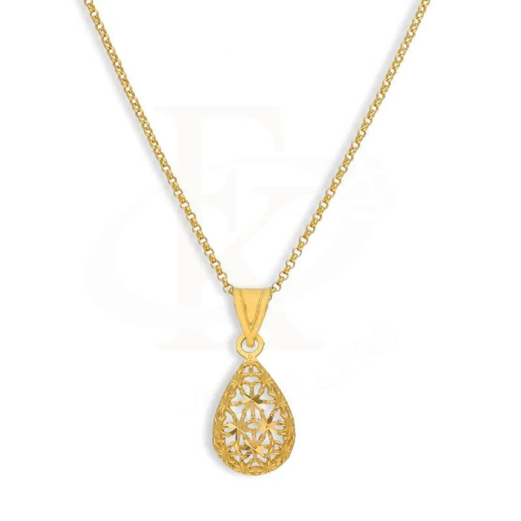 Ladies necklaces grand charm -Gold Necklace (Chain with Pear Shaped Pendant) 21KT - FKJNKL21K3077