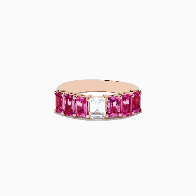 ladies rings treat-14k Rose Gold Pink and White Sapphire Ring