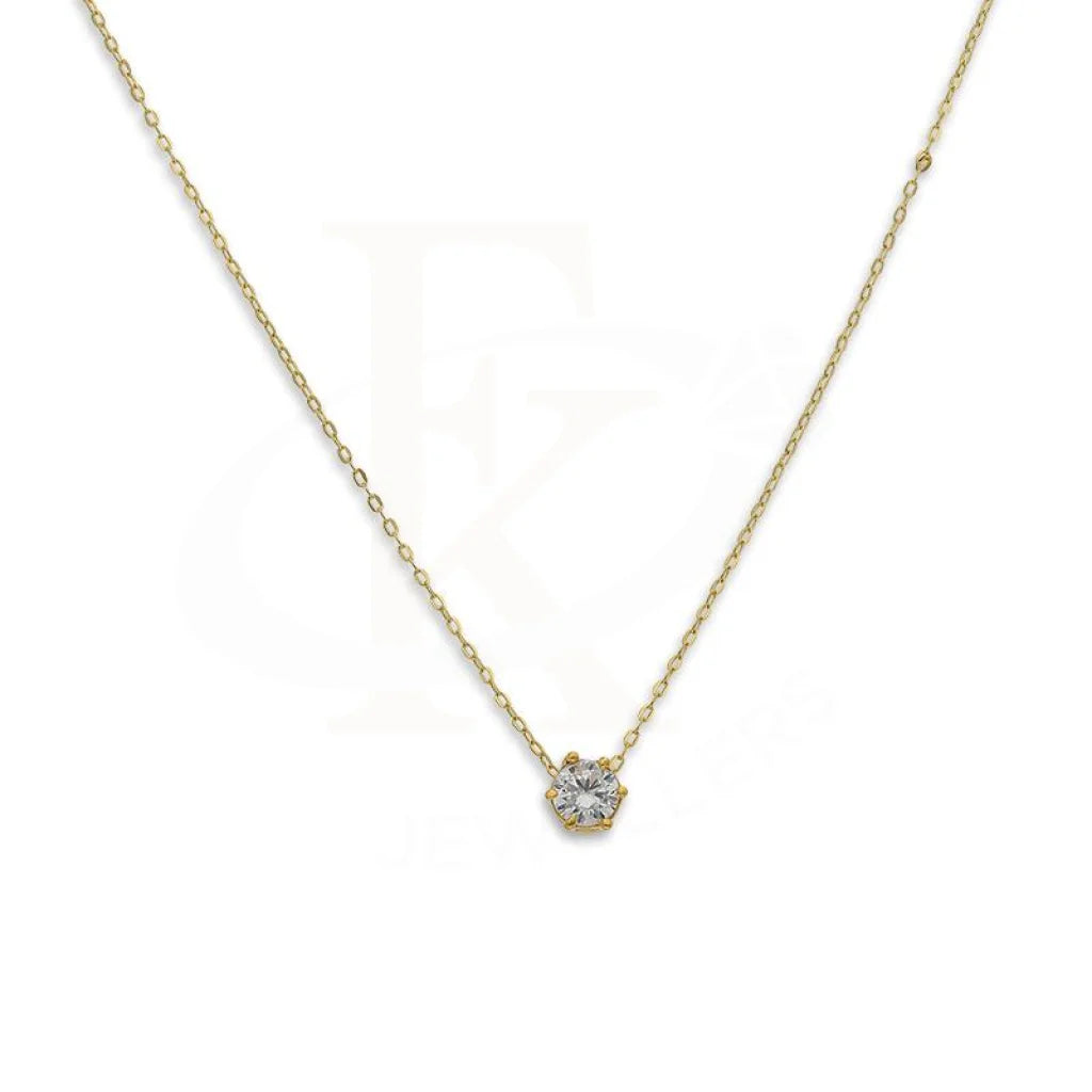 Ladies necklaces gold glow -Gold Round Shaped Solitaire Necklace 21KT - FKJNKL21K2390