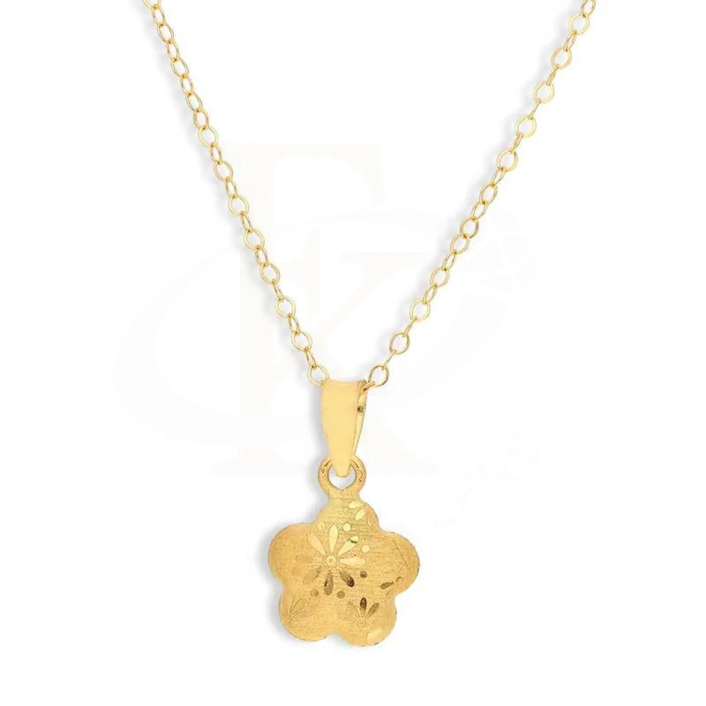 Ladies necklaces turquoise sparkle -Gold Necklace (Chain with Flower Pendant) 18KT - FKJNKL18K2838