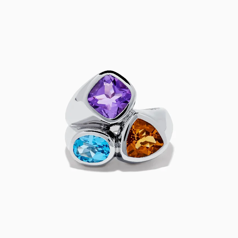 ladies rings surprise-Mosaic 925 Sterling Silver Multi Gemstone Ring